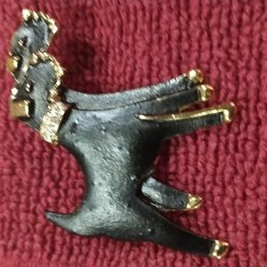 Eternal Collection Fox Terrier Black enamel brooch w Australian crystal collar